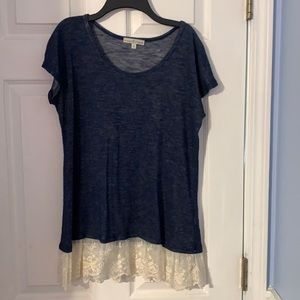 Like new! Navy blue tshirt with lace